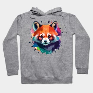 Vibrant Red Panda Watercolor Art Print Hoodie